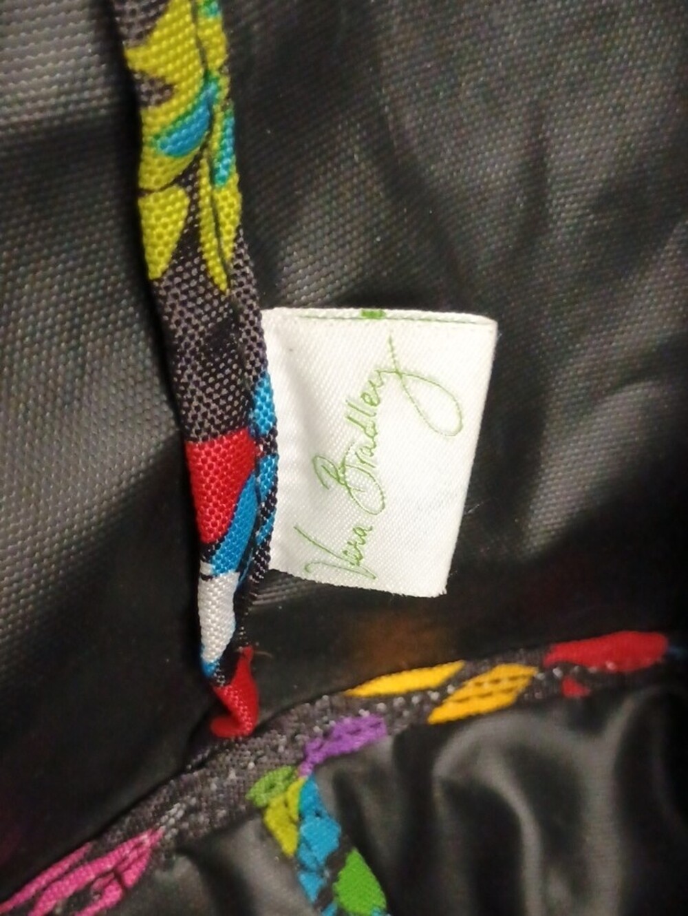 Vera Bradley Canvas Black Floral Travel Duffel with Bright Multicolor Flowers - Picture 7 of 11